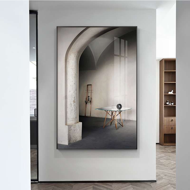 黑白工业玄关过道装饰画摄影建筑艺术墙面壁画软装设计师创意挂画图片