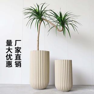镁泥花盆北欧艺术客厅商场室内外落地造型特大型号绿植盆栽水泥盆