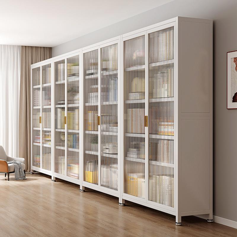 家用钢制图书馆书架防尘带门书柜满墙柜子储物收纳柜落地置物架