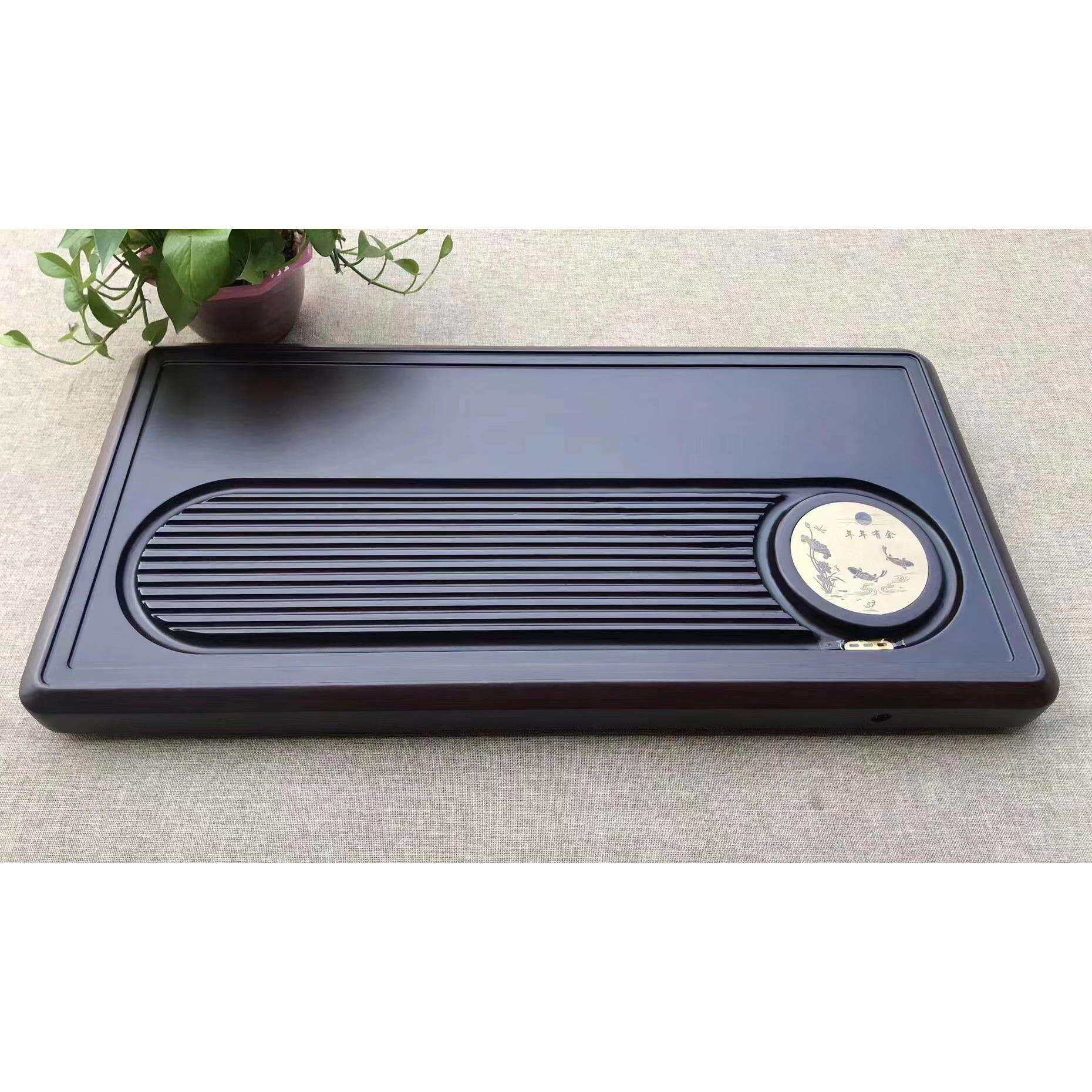 黑檀木茶盘实木整块家用茶托盘商用简约客厅电木款排水式茶具茶台