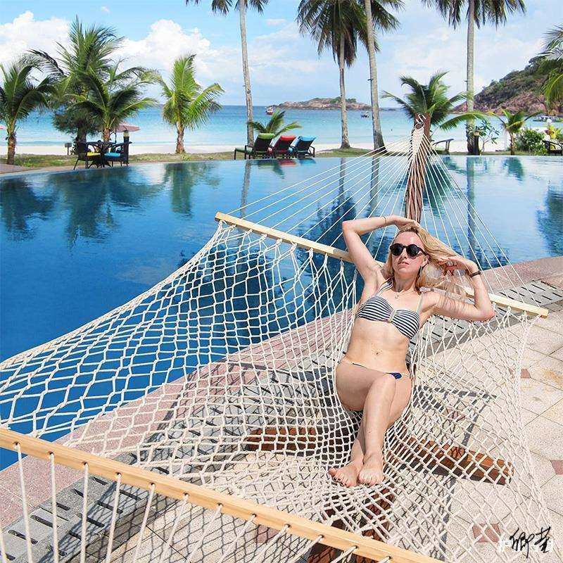 吊床编织绳网网兜吊椅野营网状室外卡扣单人儿童自驾游室内民宿