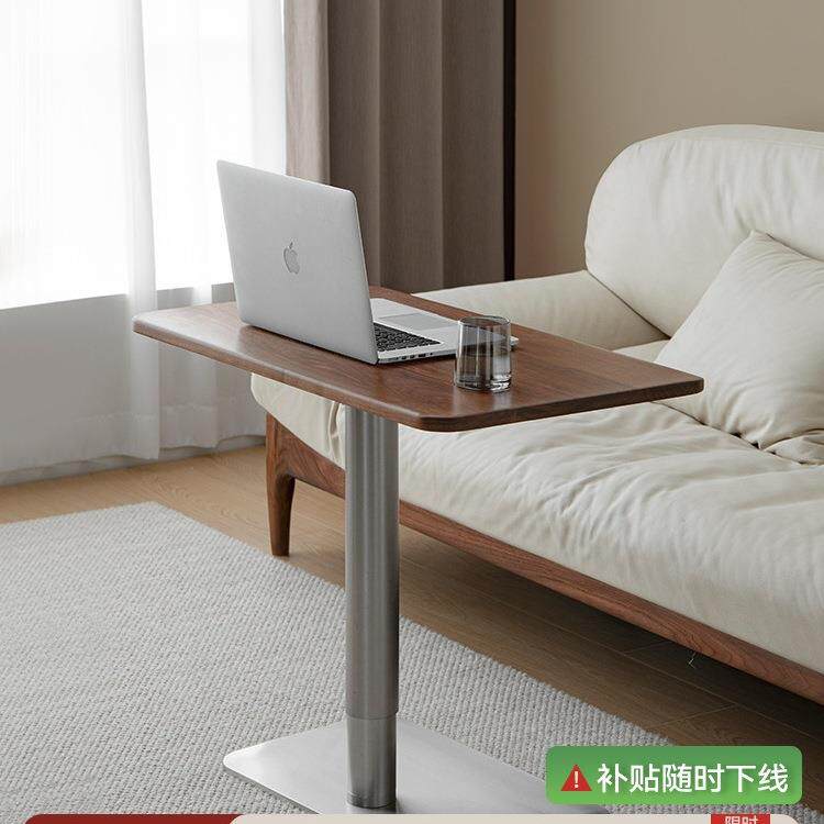 实木气动升降桌北美黑胡桃小尺寸书桌电脑桌不插电学习桌工作台r*