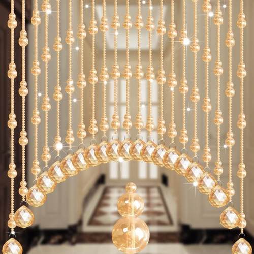 水晶葫芦珠帘卧室门帘免打孔支撑杆隔断玄关厕所装饰客厅厕所挂帘