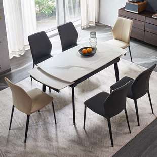 德利丰岩板餐桌长方形小户型家用可伸缩折叠设计师高端拉米娜饭桌