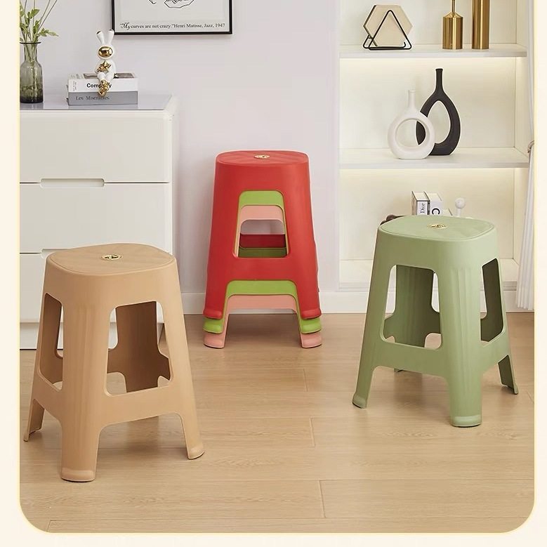 塑料凳子家用加厚圆凳可叠放轻奢特厚餐桌凳椅子成人商用餐椅凳子