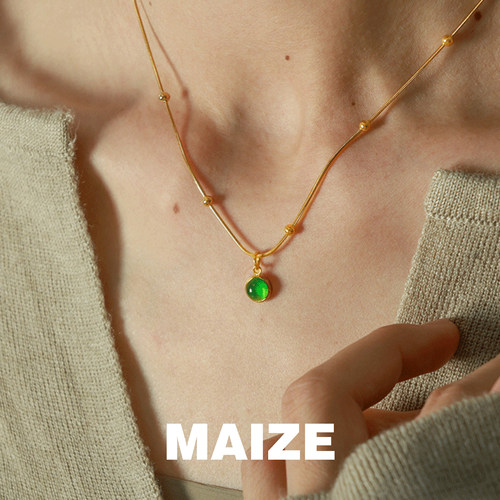 MAIZE天然石东陵玉吊坠项链女高级感轻奢小众精致颈链ins风锁骨链