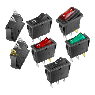 奎神电力 KCD3船型开关小型电热电源按钮开关3脚2档防水带灯16A