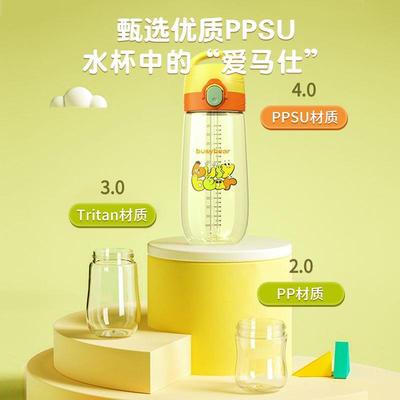 ppsu材质耐高温水杯儿童孕产妇专用吸管杯子上学水壶带刻度500ml