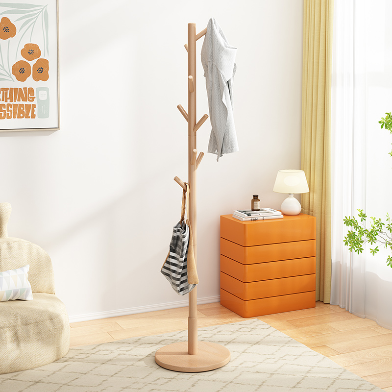 速发服装店衣地落示架实木服装展帽衣架卧室家用挂衣架榉木室内挂