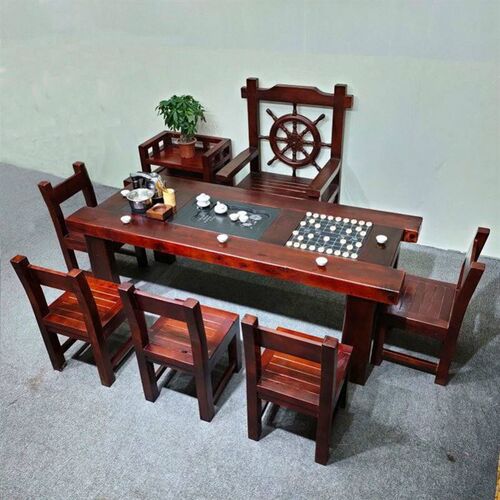 速发老船木茶桌椅组合茶几桌实木家用新中式茶台功夫茶桌简约家具