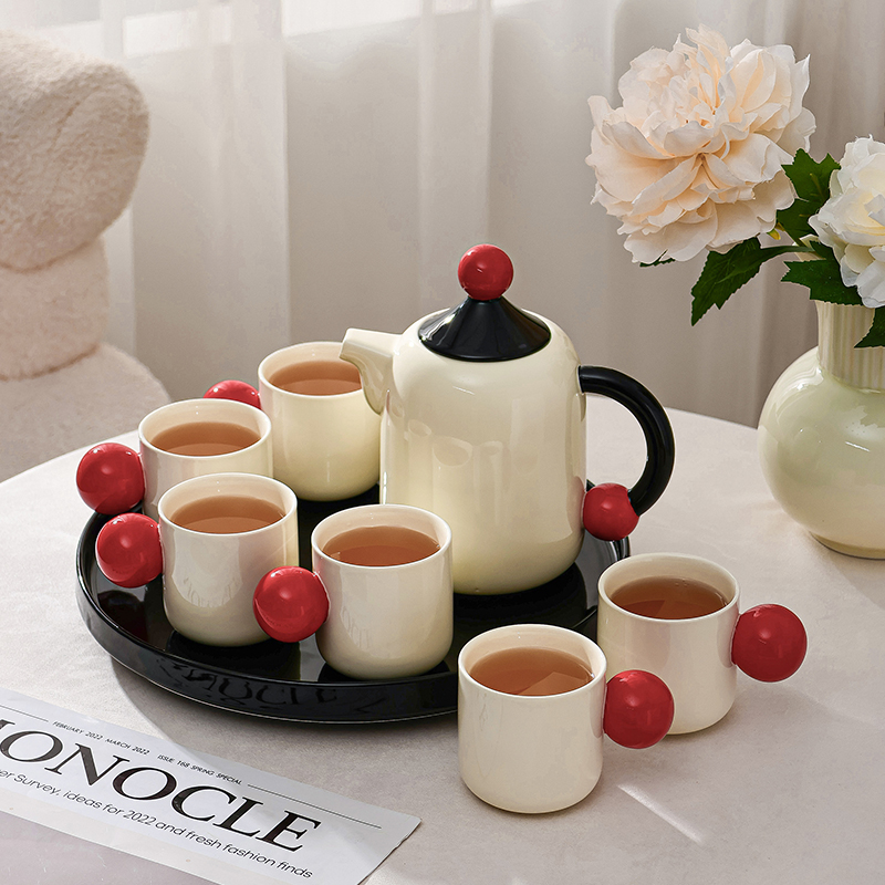 速发茶水创意陶瓷水具套装耐热冷几壶茶壶水杯家用厅客喝水杯子高