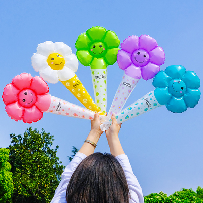 速发地推小礼品小雏向具日葵长版手持气球儿童玩菊花花气球