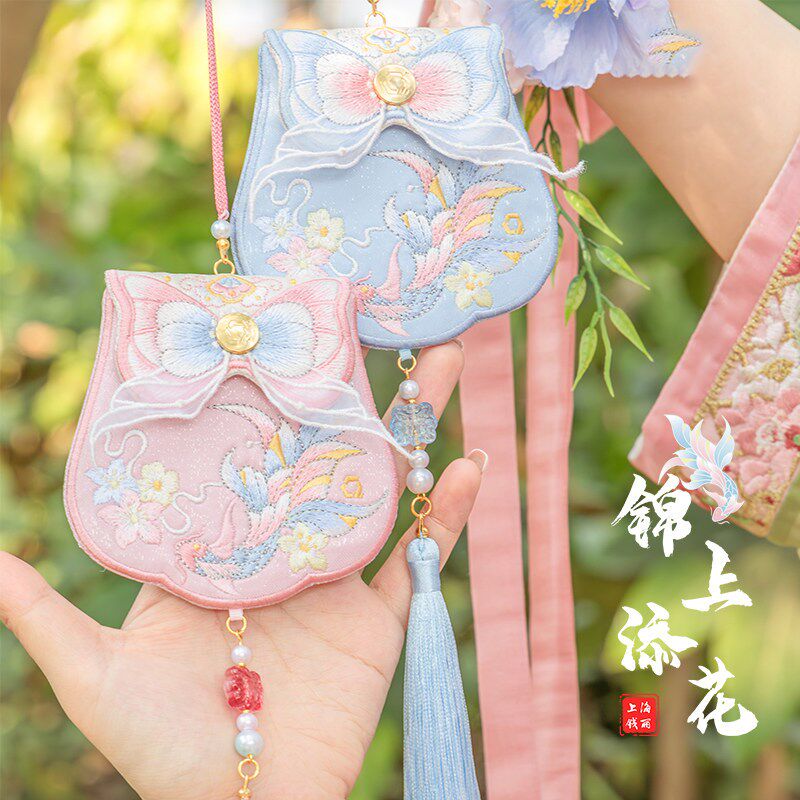 速发端午节刺绣香囊空袋蝴蝶古风挂脖艾叶香包汉服腰佩桂花荷包车