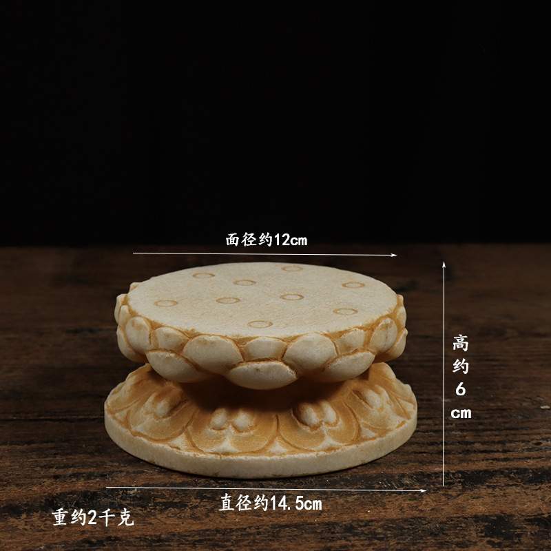 仿古石雕天然石材民俗怀旧 汉白玉白石莲花底座复古茶席装饰底座