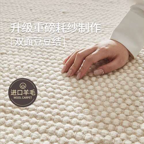 印度纯手工新西兰羊毛无胶地毯客厅意式极简奶油风大颗粒卧室地垫