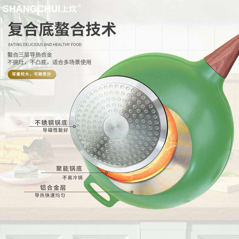不粘炒锅炒菜不沾锅煎家用铁锅多用一锅不平底锅通用炒菜锅挑炉灶