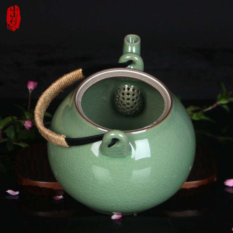 小利青瓷茶壶大号家用提梁泡茶壶耐高温凉水壶单壶带不锈钢漏包邮