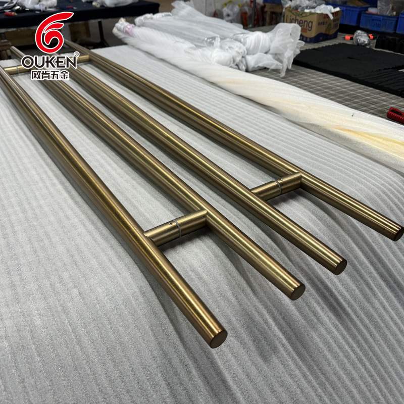 欧肯不锈钢拉手圆管防指纹玻璃大门把手简约别墅小区入户大门拉手