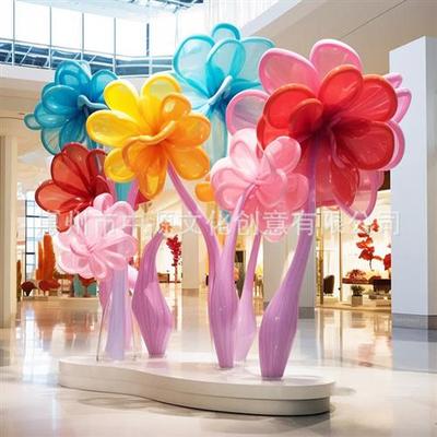 商场创意IP美陈玻璃钢花朵造型雕塑仿真植物摆件雕像道具制作工厂