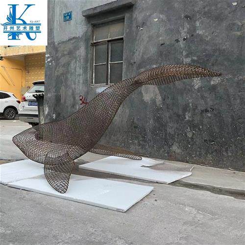 不锈钢抽象鲸鱼空中悬挂软装吊饰雕塑大堂会所商场酒店艺术装饰品