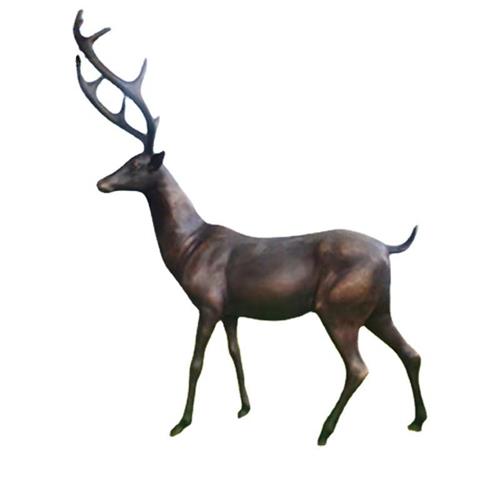 仿铜鹿雕塑户外园林景观公园草坪售楼部大型抽象玻璃钢梅花鹿摆件