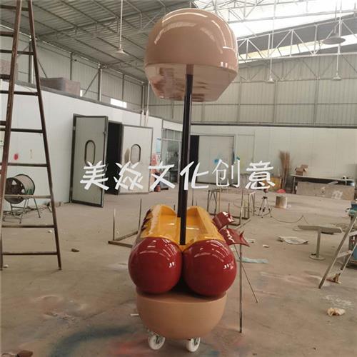制作各类创意售卖车玻璃钢热狗售卖车商业景观美陈玻璃钢售卖车