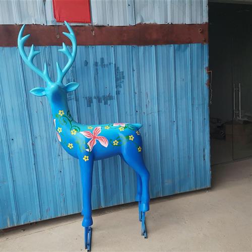 玻璃钢彩绘梅花鹿雕塑户外仿真动物摆件售楼处商场广场景观装饰品