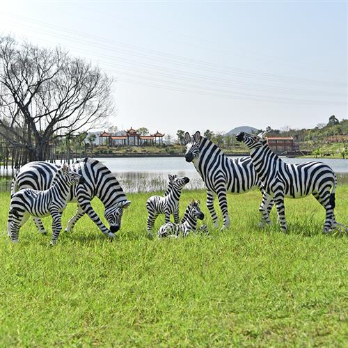 仿真发光斑马玻璃钢雕塑景区动物园美陈装饰大型户外园林景观摆件