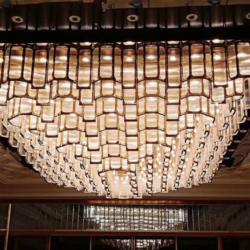 水晶灯加工定制酒店大堂玻璃罩吊灯宴会厅吧台会议室轻奢吊灯