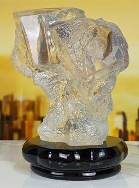 透明树脂工艺品酒店会所客厅玄关石头摆件装饰样板房售楼别墅雕塑