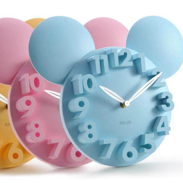 北欧家居创意可爱卡通儿童静音米奇挂钟表时钟,家居饰品,挂钟,淘宝优惠券,粉丝福利购,淘宝优惠卷