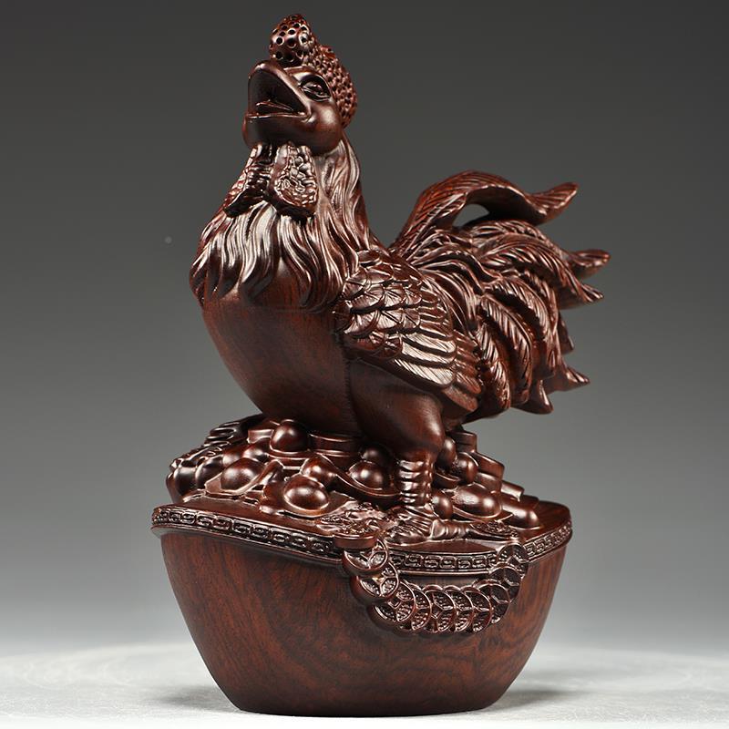 黑檀木雕鸡摆件三二生肖实木鸡家十居客补角合吉厅祥GG0803物装饰