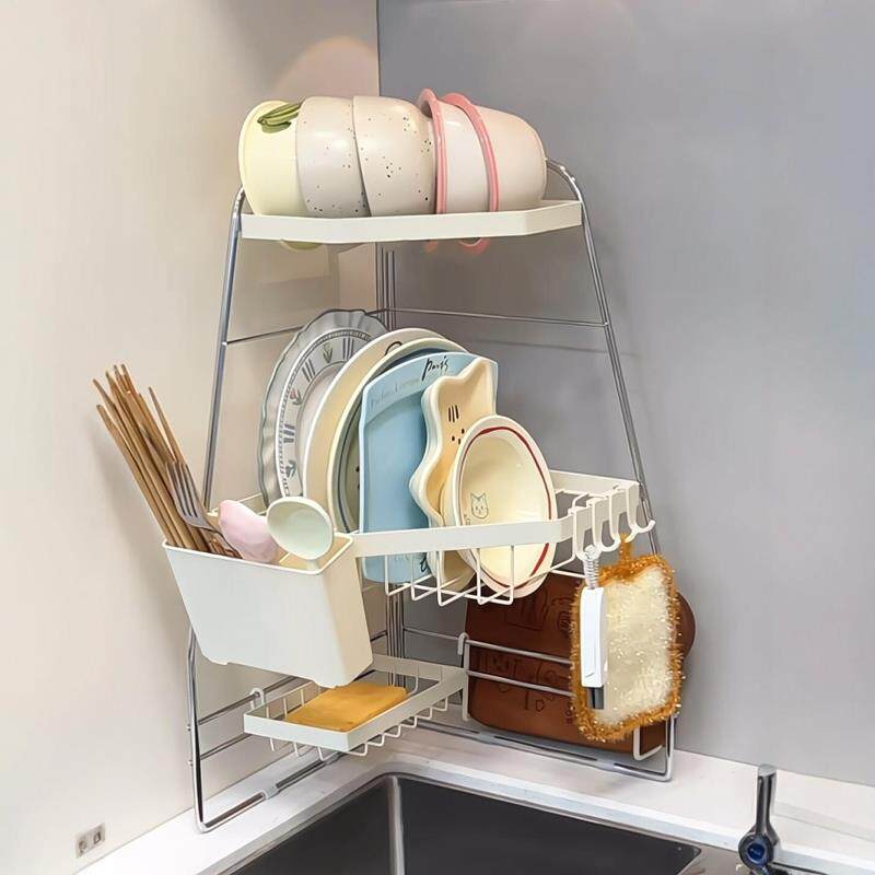 碗架厨房置物架放碗双层拐角家用2025新款高颜值碗筷收纳沥水简易