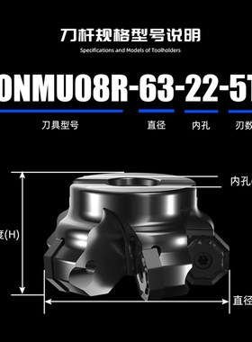 ONMU双面八角 大切深重切削 快进给45度直角铣刀盘ONMU080608刀片