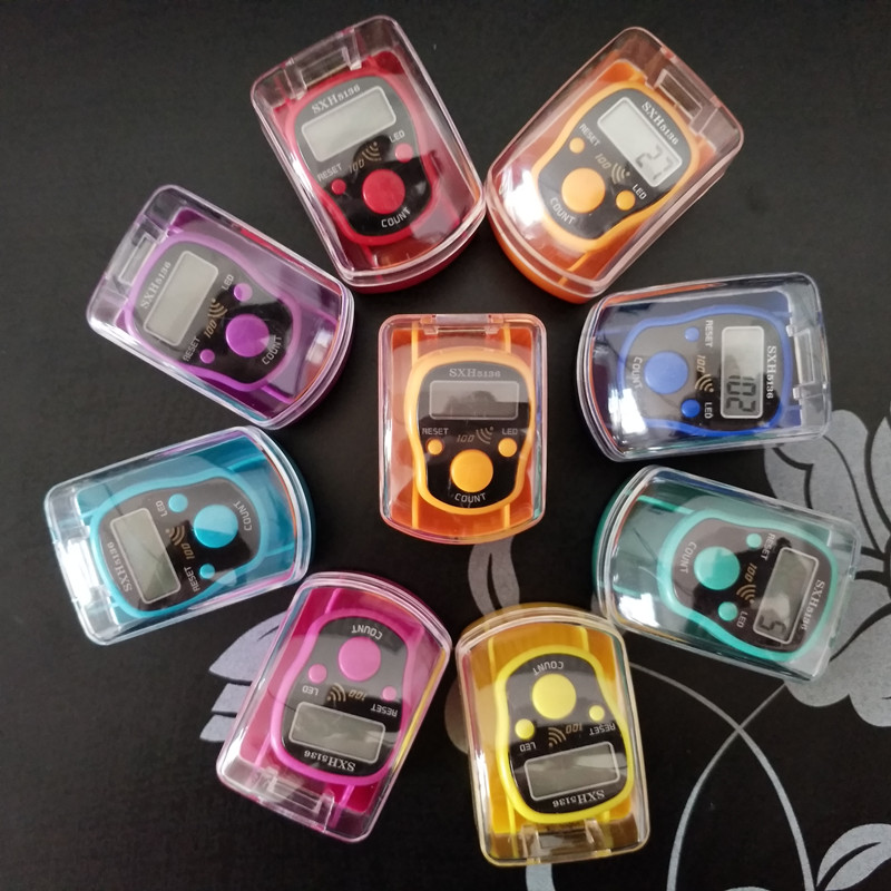 【拍3送1新款整百报声LED夜z光手指戒指计数器人车客流统计点记数