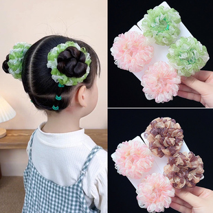 女童彩色头绳儿童大肠发圈丸子头发饰公主彩色网纱发绳宝宝橡皮筋