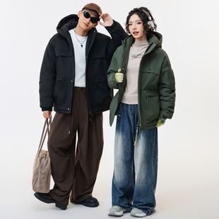 防风抗冻MAX!冬季情侣款工装加厚连帽耐磨防风保暖棉服外套