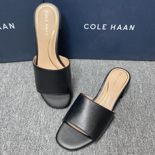 ColeHaan歌涵女鞋真皮黑色凉拖