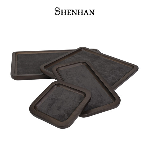 胡桃木色纯实木首饰托 托盘看货盘文玩手串项炼戒指珠宝展示道具