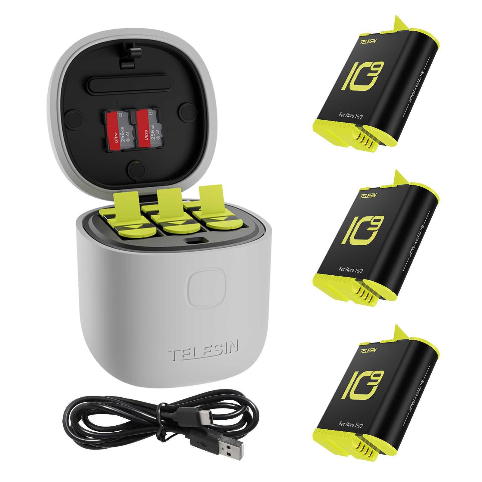 泰迅适配于gopro10/9全解码电池充电器三充套装Allin box 三电