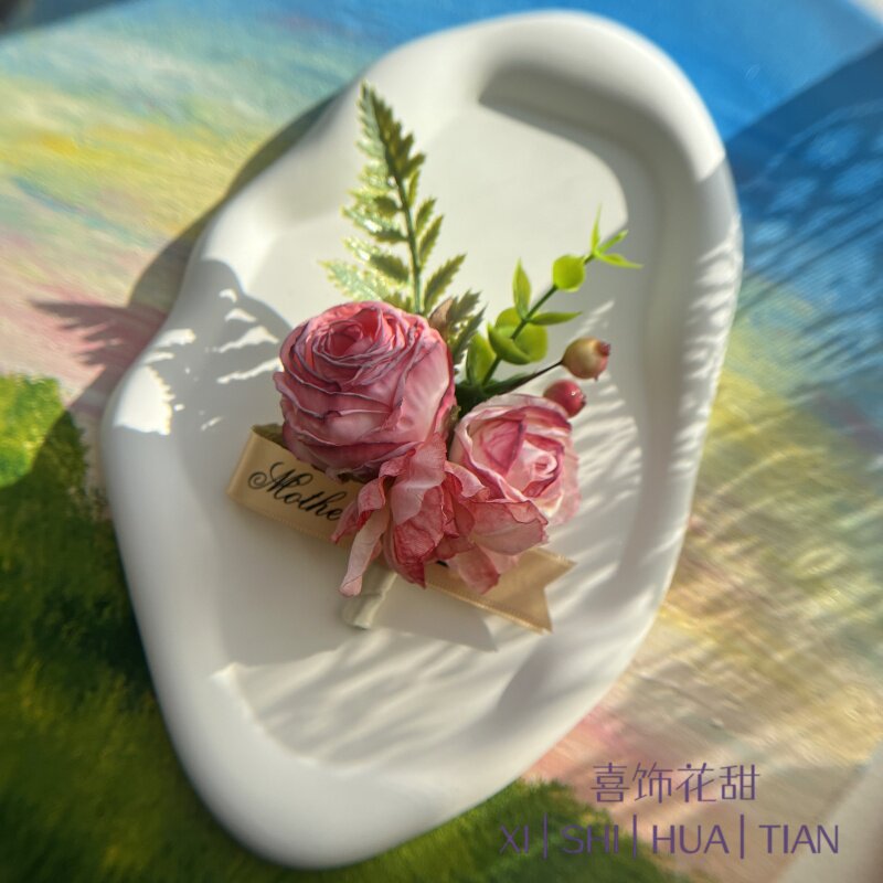 高端母亲岳母婚礼喜事礼服搭配商务会议开业胸花大气仿真手工假花