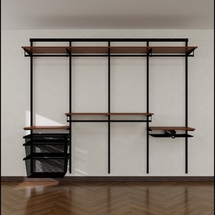 3ROOMS定制金属衣柜壁挂衣柜落地式 框架衣帽间钢架 立柱衣架步入式