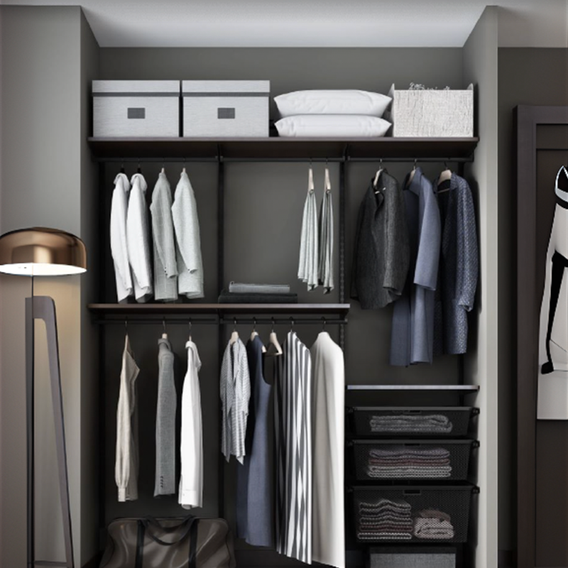 3ROOMS胡桃色金属衣帽间衣柜定制