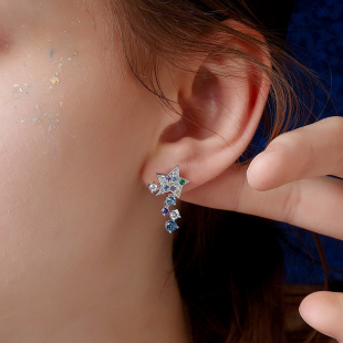 新真s925银灿若繁星耳钉女耳饰送皇冠会员卡集团全系店铺0利润购