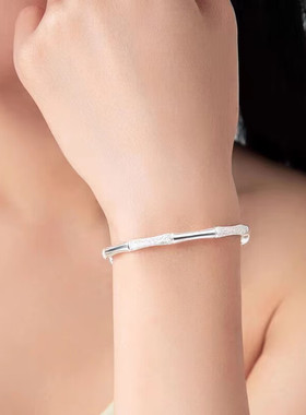 新真足银999竹节手镯女手饰