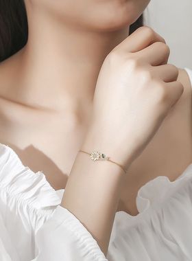 新品真S925银雏菊手链女手串