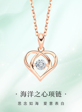 真S925银海洋之心项链女项饰