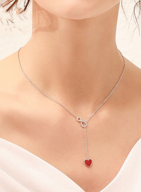 s925银我心永恒套链女项链饰