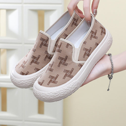 老北京布鞋浅口圆头休闲拼色防滑