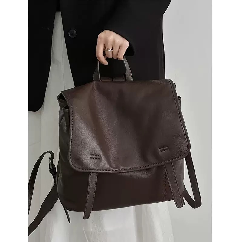 头层植鞣牛皮背包2025秋冬新款